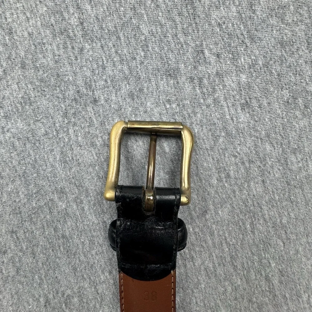 Polo Ralph Lauren Mens Leather Belt Sz 38 Brass Buckle Made In Italy‎ 2110380